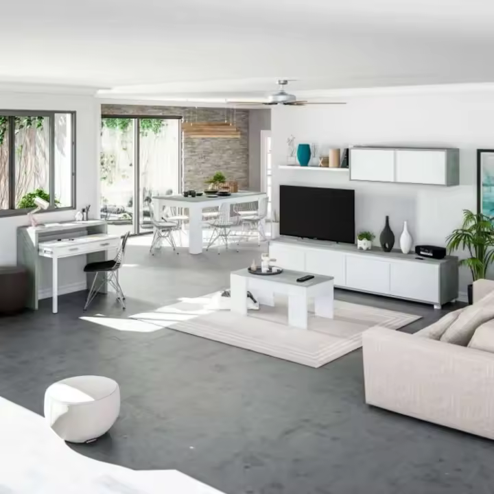 Pack Muebles Comedor Plutón Ii Estilo Industrial (mueble Modular + mesa Centro + mesa Comedor + escritorio) - 1