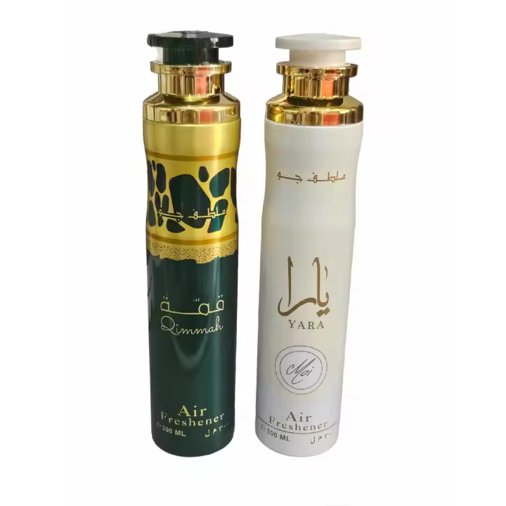 Pack de 2 unidades ambientadores árabes Yara Moi (blanco) 300ml + Qimmah 300ml,Spray de casa y de tejidos olores florales y intensos ,duraderos Lattafa - 1