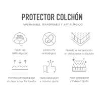 NATURALS - Protector de Colchón Ajustable Liso - Rizo 100% Algodón - Impermeable, Transpirable y Antialérgico - Cama 90/105/120/135/140/150/160/180 - Cuna 60x120 cm - Fabricado en España - details 0
