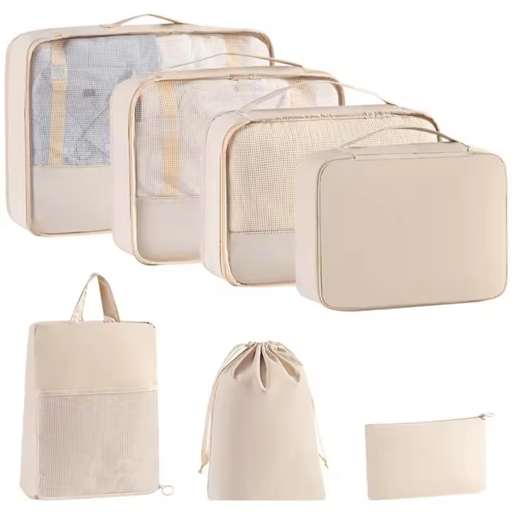 Organizador de Viaje Portátil - Juego de 7 Artículos de Tocador - Cosméticos - Bolsas de Almacenamiento - Ropa - Zapatos - Equipaje - Bolsas de Viaje - 1