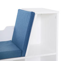 HOMCOM Librería con Asiento, Estantería de Libros con 6 Cubos, Estantería Almacenamiento con Banco con Cojín, Multiusos para Sala de Estar, Oficina, Dormitorio, 102x30x61cm, Blanco y Azul - details 3