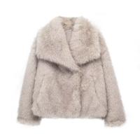 Chaqueta recordada con Cremallera de Piel sintética para Mujer Abrigo de Invierno de manga Larga - details 3