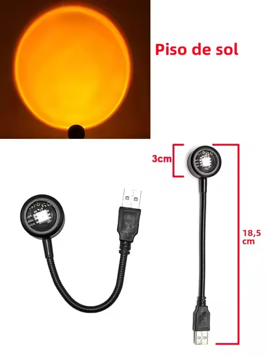 Lámpara De Proyección De Puesta De Sol Para La Noche Mini USB Luz De Ambiente ABS Para Decoración De Pared Y Dormitorio - 1