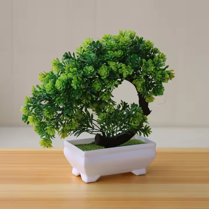 Planta Artificial De Bonsái Pequeña Decoración De Mesa Para Sala De Estar Y Bodas Arbol De Plástico Falso Para Decoración De Hogar Y Jardín - 1