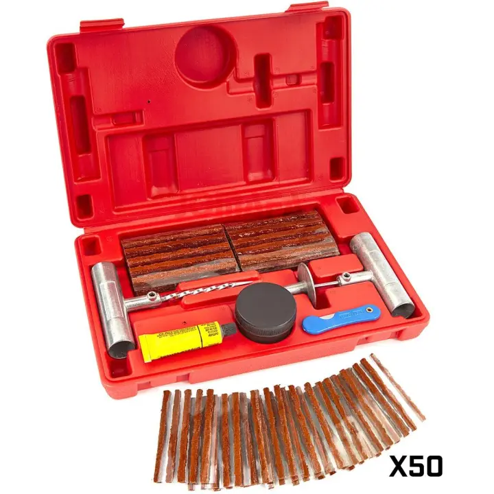 JOMAFA - Juego de herramientas para reparar pinchazos en ruedas con 50 mechas, 57 piezas - 9306 - 1