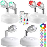 2Pack Spotlights LED Inalámbricos Rotativos Luz De Acento Piloto Potenciado Lámpara De Pared Para Armario Interior Y Pared - details 0