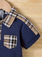 Conjunto De Verano Para Bebé Niño 2 Piezas Camisa Corta Con Reversa Y Pantalones Casuales Estilo Deportivo Comodidad Moda - details 3