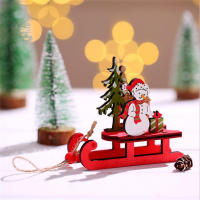 Modelo Pequeño De Adorno Navideño DIY De Madera Colores Sledo Decoración Con Ciervo Anciano Tirando De Un Carro Regalos Pequeños - details 7