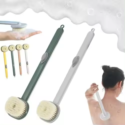 Cepillo de ducha Affection, cepillo de limpieza de masaje de baño de mango largo, cepillo de mango largo para ducha con dispensador de jabón para cepillado húmedo o seco (2PCS-D) - 1
