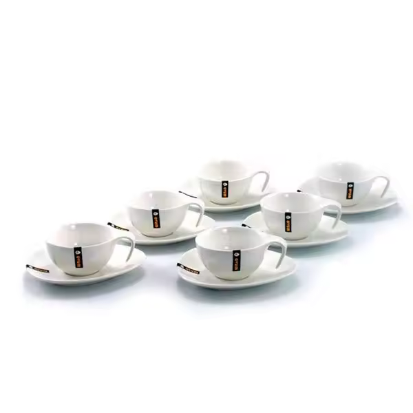 Crc Juego de Tazas de Café de Porcelana Blanca para 6 Personas OVUM - Diseño Vanguardista y Apto para Microondas y Lavavajillas - 1