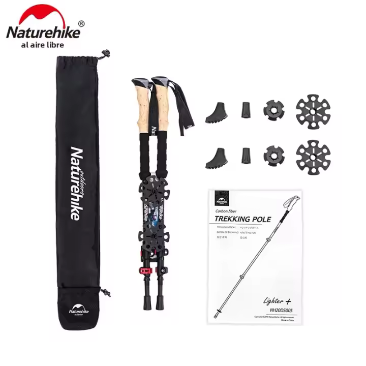 Naturehike Pares De Poles De Senderismo En Fibra De Carbono Collapsible Telescópico Varillas De Caminar Y Escalada Ligera Para Montañismo - 1