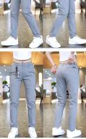 Pantalones Casuales Para Hombre De Seda Con Diseño Simple Medio Peso Verde Olivo Negro Ajustados Rectos Estirables Para Golf Y Uso Diario - details 14
