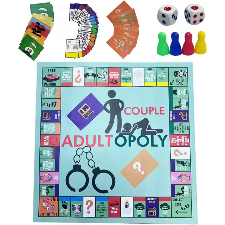 Juego de mesa Adultopoly, juego de mesa para parejas, juego de cartas de conversación para parejas adultas Opoly, juego de cartas de relación, juego de mesa de cartas para parejas adultas, accesorios para citas nocturnas - 1