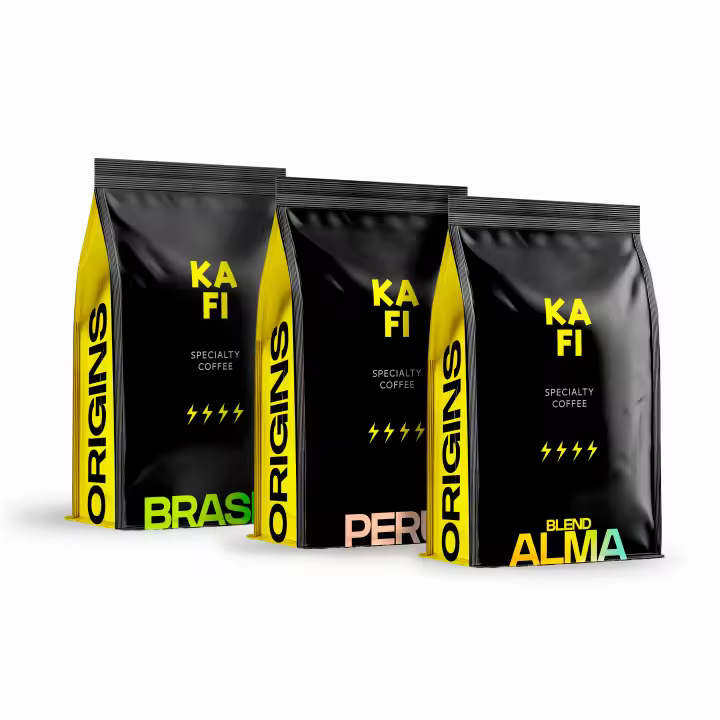 KAFI Pack cafe Brasil/Perú/Alma - Pack – Café en grano – 100 % Arábica – Café de especialidad, tostado semanal - 1