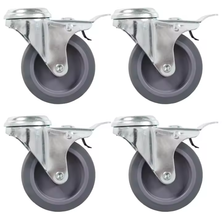 vidaXL Ruedas Giratorias Agujero Pasador y Frenos Dobles 75mm Almacén Útil Cantidad 4 unidades,  8 unidades,  12 unidades y mas - 1