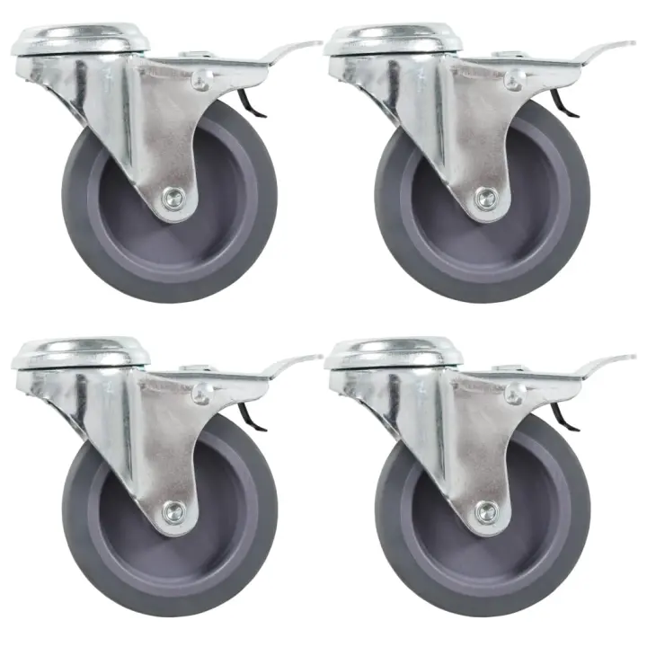 vidaXL Ruedas Giratorias Agujero Pasador y Frenos Dobles 75mm Almacén Útil Cantidad 4 unidades,  8 unidades,  12 unidades y mas - 1