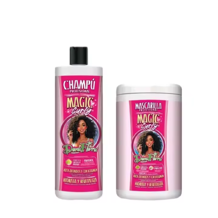 Dona Flora Magic Curls Champú 1000ml + Mascarilla 1000ml – Pack Cabello Rizado Ondulado Hidratación Definición Volumen Curly Hair - 1