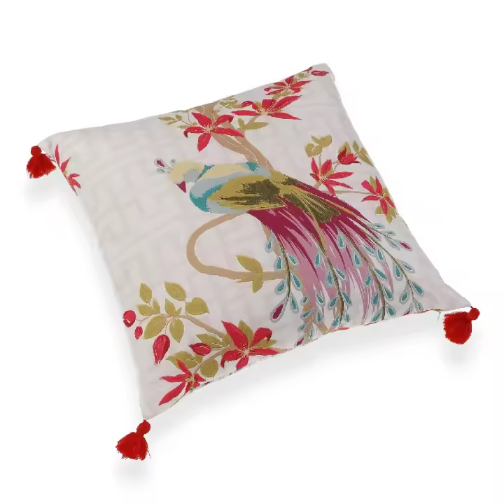 Set 2 Cojines Avalon en Poliéster de Pavo Real Rosa y Azul (45x45 cm) - 1
