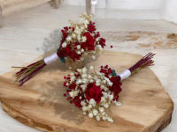 Ramo de flores preservadas con mini rosa y paniculata - Ideal prendido para novios y padrinos - details 0