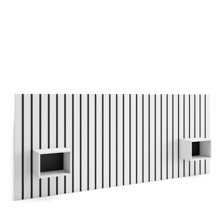 Skraut Home, Cabecero con mesitas, Listones Decorativos, 258x107x3cm, Camas de 150,160,180cm, colores disponibles