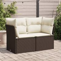 vidaXL Sofá de jardín con cojines 2 plazas ratán sintético en color Gris claro/Beige/Negro y más | acolchados duraderos para sofás de jardín terraza exterior - details 3