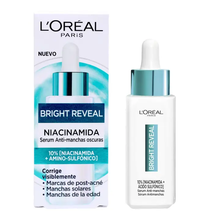 L'OREAL PARIS Bright Reveal sérum anti-manchas con niacinamida + amino-sulfónico dosificador 30 ml - 1