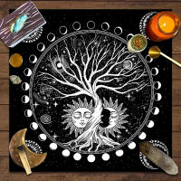 Mantel De Tela Para Cartas De Tarot 1pc Decoración De Juego De Cartas Pagan Con Fases De Luna Y Flores Estilo Pagan Para Atril Y Brujería - details 39