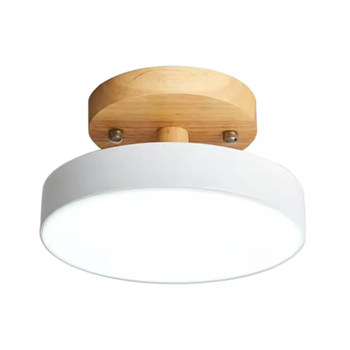 Lámpara De Techo Para Entrada Estilo Nórdico Madera Redonda Para Pasillo Comedor Estudio Dormitorio Baño Iluminación Industrial - 1