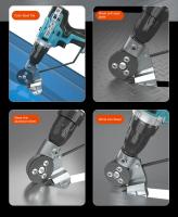 Kit De Corte De Hojas De Metal Con Cortador De Acero Y Titanio Para Taladro Eléctrico Herramienta De Adaptador Y Punzón Fila De Hojas Sujeta Con Plástico - details 4