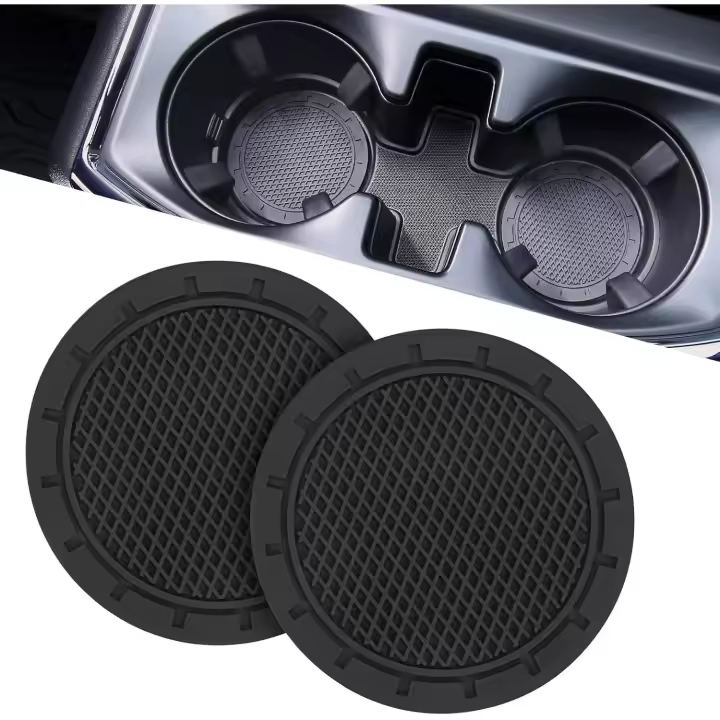 Posavásos para Coche, 2 unidades, universales, antideslizantes y prueba de golf, accesorios para Coche, SUV y camión (Negro) - 1