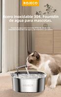 ROJECO Fuente De Agua Para Gatos Y Perros En Acero Inoxidable 3.2L Dispensador Automático De Agua Para Mascotas Accesorios Para Animales - details 0