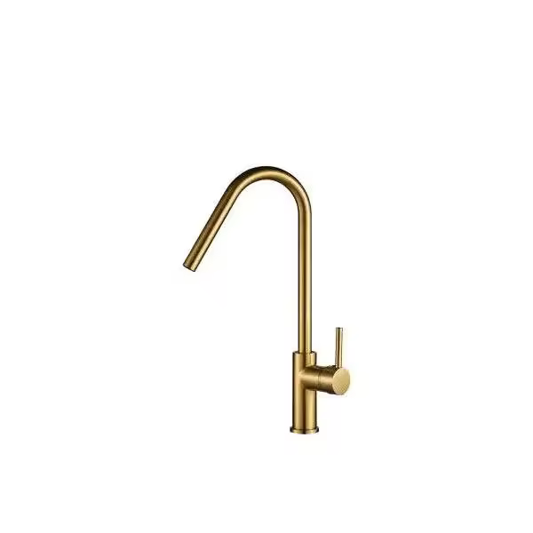 VALAZ Misuri Grifo de cocina monomando con 2 latiguillos de conexión en acabado dorado cepillado - 1