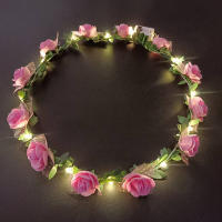 Diadema LED Para Mujeres Y Niñas Adorno De Cabeza Brillante Corona De Flores Luminosa Para Fiestas Cumpleaños Y Bodas - details 3
