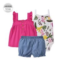 Nueva ropa de verano para niñas, pantalones cortos de manga corta, camisetas, trajes de tres piezas. - details 12
