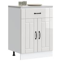 vidaXL Mueble bajo de cocina Lucca madera de ingeniería blanca en color Blanco/Gris sonoma/Gris hormigón y más | almacenamiento funcional diseño moderno para baño dormitorio sala - details 3