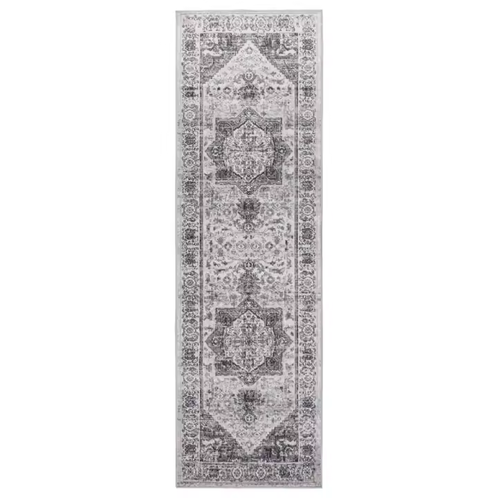 vidaXL Alfombra de interior/exterior diseño vintage ARBIZU 80x250 cm Color Rosa,  Multicolor,  Gris claro y mas Alfombras de área  Alfombra de Piso para Sala de Estar Dormitorio Habitación Salón - 1