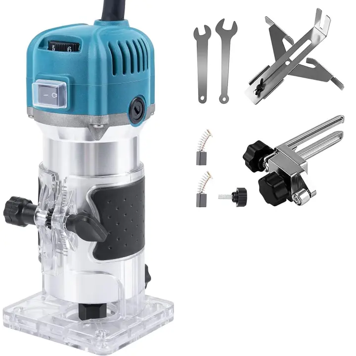 Máquina de recorte eléctrica de 6 velocidades, 800W, 30000rpm, fresado de carpintería, grabado a mano, enrutador de bordes de madera, recortadora, herramientas eléctricas para el hogar, bricolaje - 1