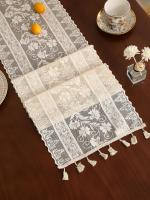 Bandera De Mesa Colgante De Gladiolus Beige Estilo Campestre Decoración Para Comedor Antideslizante Y Bonita Hecha De Poliéster 100% - details 1
