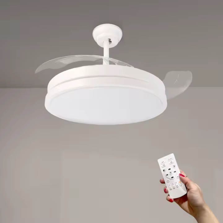 IluminaShop - Ventilador de Techo LED Herben 68W Blanco DC Ultra Silencioso con Mando a Distancia y Palas Retractiles Verano / Invierno - 1