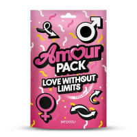 AMOUR PACK Set de 7 Piezas Love Without Limits Juguetes sexuales Antifaz Pluma Esposas Dados Vibrador Consolador - details 1