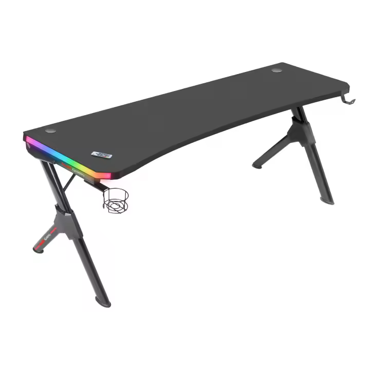 Mars Gaming MGDXLRGB, Mesa Gaming Ergonómica XL RGB, Soporte Cascos y Bebida, 160x60cm, Mesa XL RGB Negro o Blanco - 1