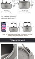 Widesea Kettle De Titanio Para Camping Y Excursiones Equipamiento De Cocina Exterior Tetera Y Cofre De Café Potencia 0.8L - details 1