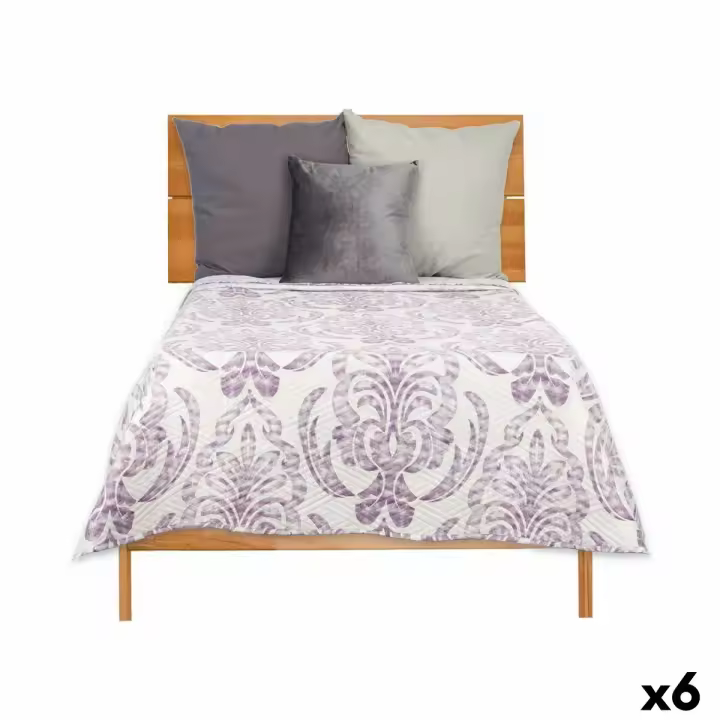 Colcha Reversible 240 x 260 cm Blanco Morado (6 Unidades) - 1