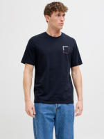 Jack & Jones Hombre Pack 3 Camisetas de Algodón Serie JJVERNER  Color White - Sky Captian - Black logo estampado Moda Casual Informal REF 269314 - details 4