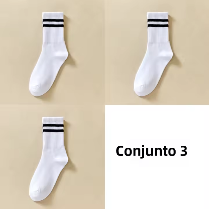 FINETOO Calcetines De Algodón Para Hombres Y Mujeres Estilo Harajuku Con 3 Rayas Colores Sólidos Casuales Para Patinadores Articulados - 1