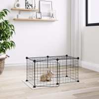 vidaXL Jaula para Mascotas de 8 Paneles con Puerta Acero Negro Animal Pequeño 35x35cm Altura de la rejilla (Cada una) 4.3 cm, 1.5 cm - details 0