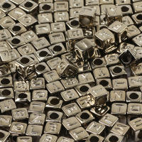 100pcs Cuentas De Letras Cuadradas 6mm Negro Y Oro Aleación De Acrílico Para Manualidades Y Creación De Joyas DIY - details 3