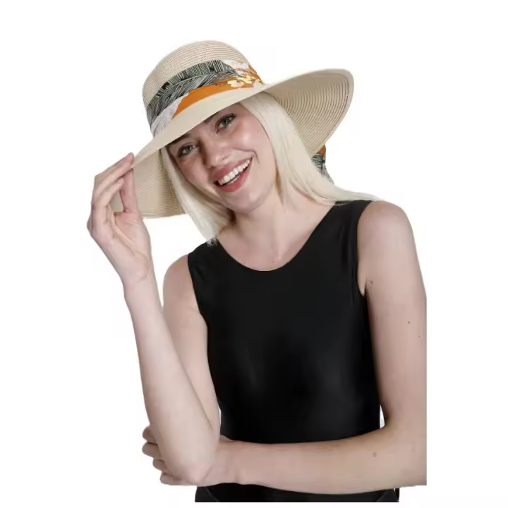 Kebedo Moda Sombrero de Paja de ala Ancha para Mujer, Gorra de paja mujer protección UV, Gorro Pamela Grande, Sombrero Femenino Verano para el Sol, Playa, Jardín, Vacaciones, Talla Unica Ajustable 56-57CM - 1