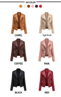 Chaqueta De Motociclista De Cuero PU Para Mujer Chaqueta De Motocross De Cuello Erguido Con Cremallera Ajustada Y Estilo Casual - details 3