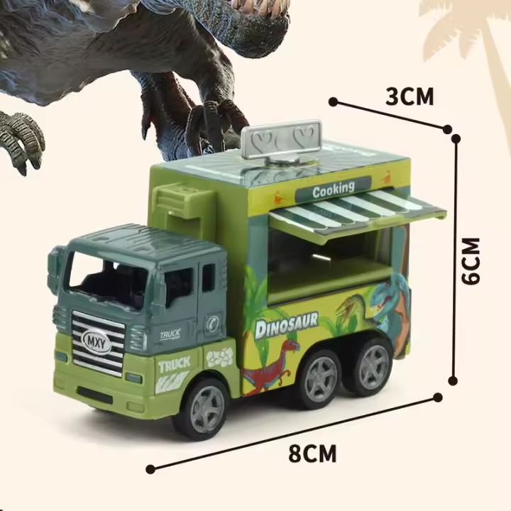Modelo De Camión De Comida Rápida a Escala 1:36 Para Niños Juguete Educativo De Vehículo Dinosaurio Con Retroalimentación UNGH - 1